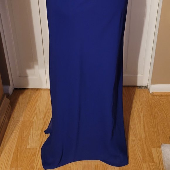 DAVE & JOHNNY ROYAL CHIFFON OVERLAY LONG DRESS - Picture 2 of 16